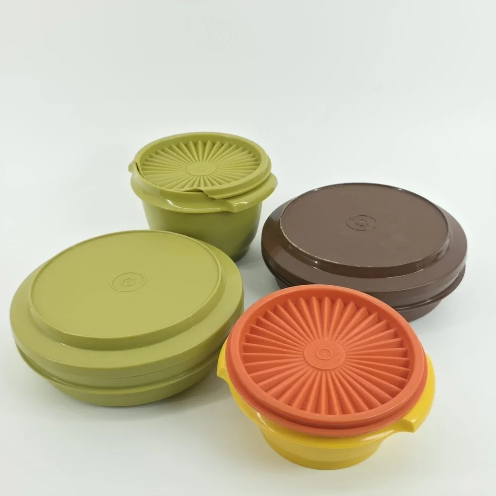 Tupperware Containers Lot Of 4 Harvest Colors Servalier,  Serve N Seal Vintage
